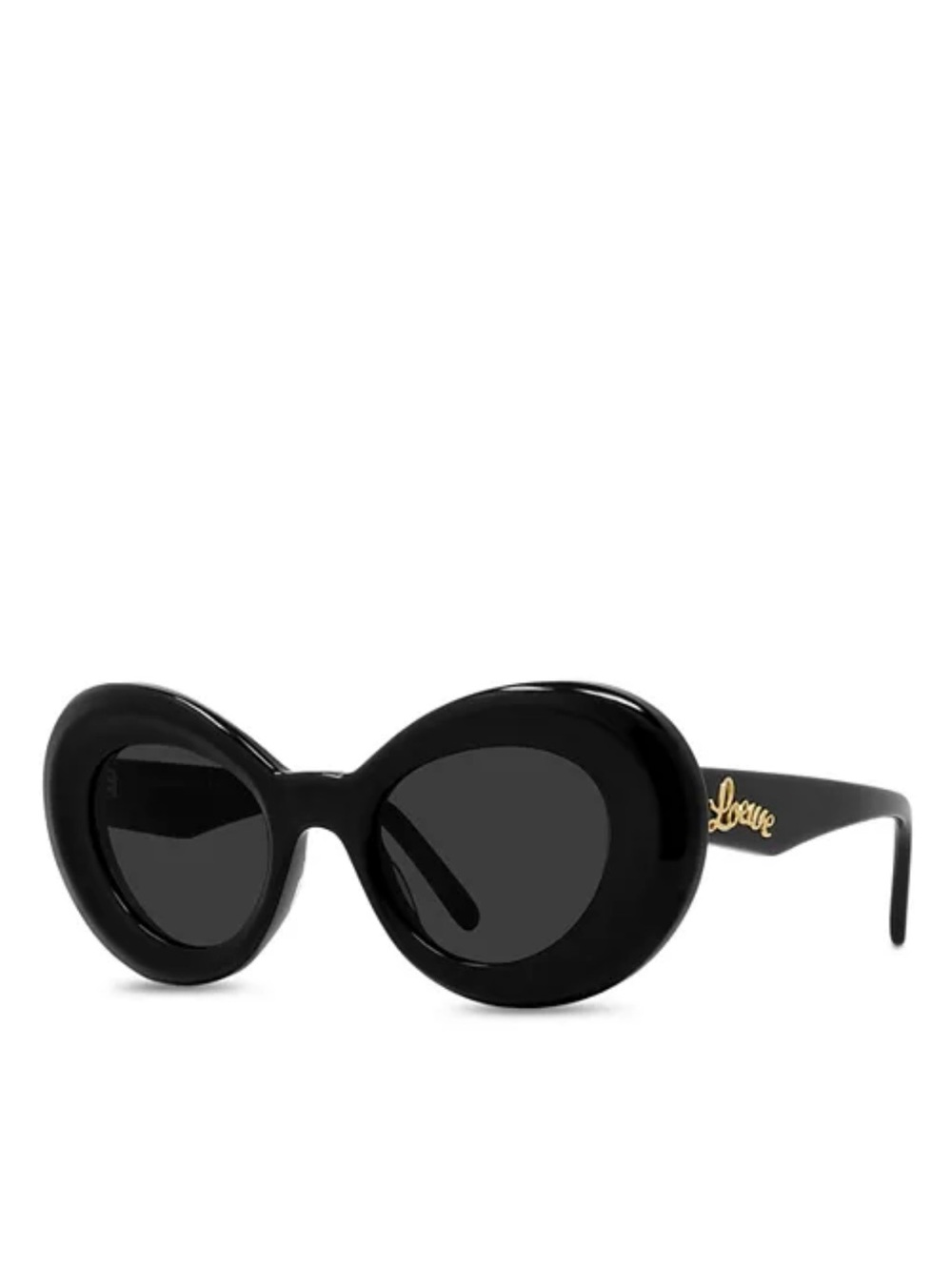 Loewe Black Round-Edge Oval Sunglasses with Gold Logo